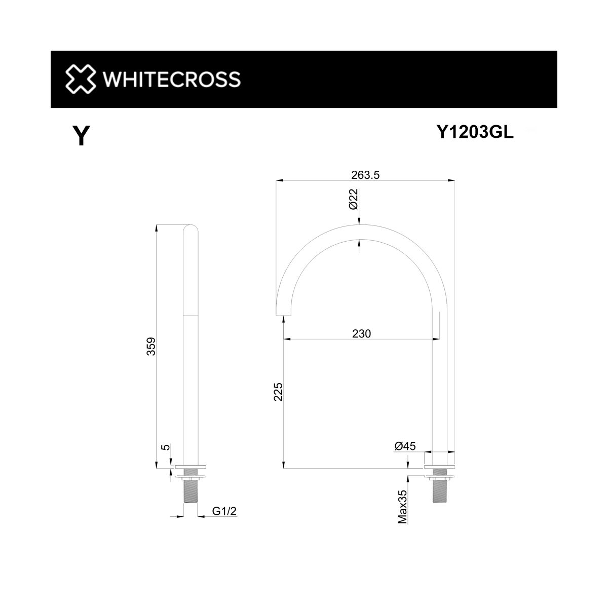 Излив отдельностоящий WHITECROSS Y1203GL (золото)