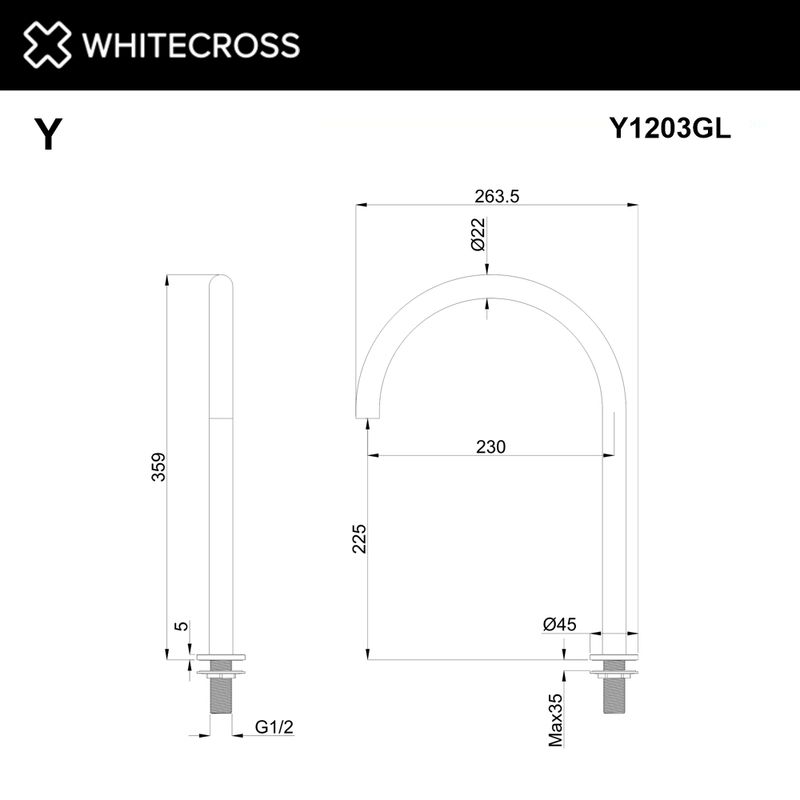 Излив отдельностоящий WHITECROSS Y1203GL (золото)