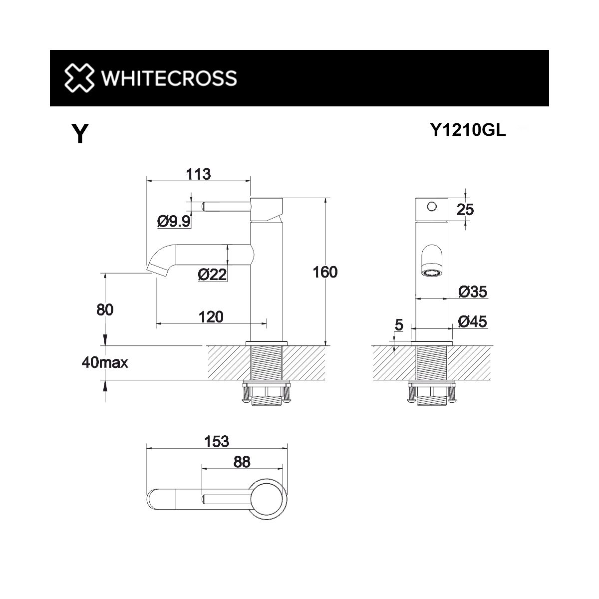 Смеситель для умывальника WHITECROSS Y Y1210GL (золото)