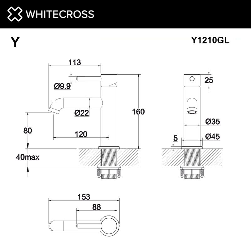 Смеситель для умывальника WHITECROSS Y Y1210GL (золото)