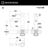 Смеситель для раковины WHITECROSS Y Y1211GM (оружейная сталь) — 3