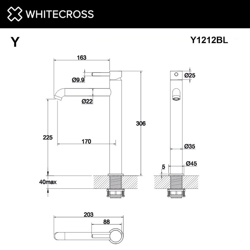 Смеситель для раковины WHITECROSS Y Y1212BL (черный матовый)