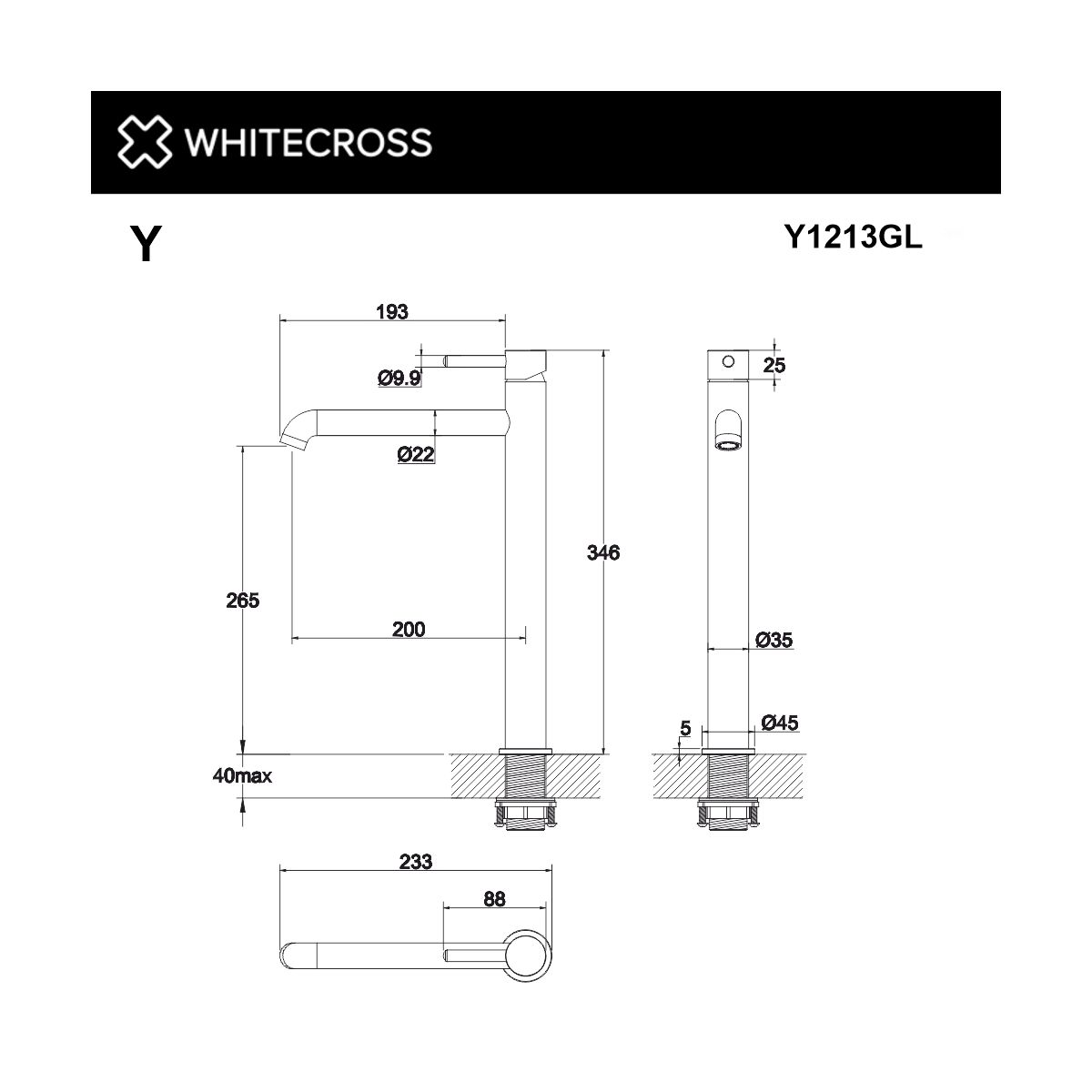 Смеситель для умывальника WHITECROSS Y Y1213GL (золото)