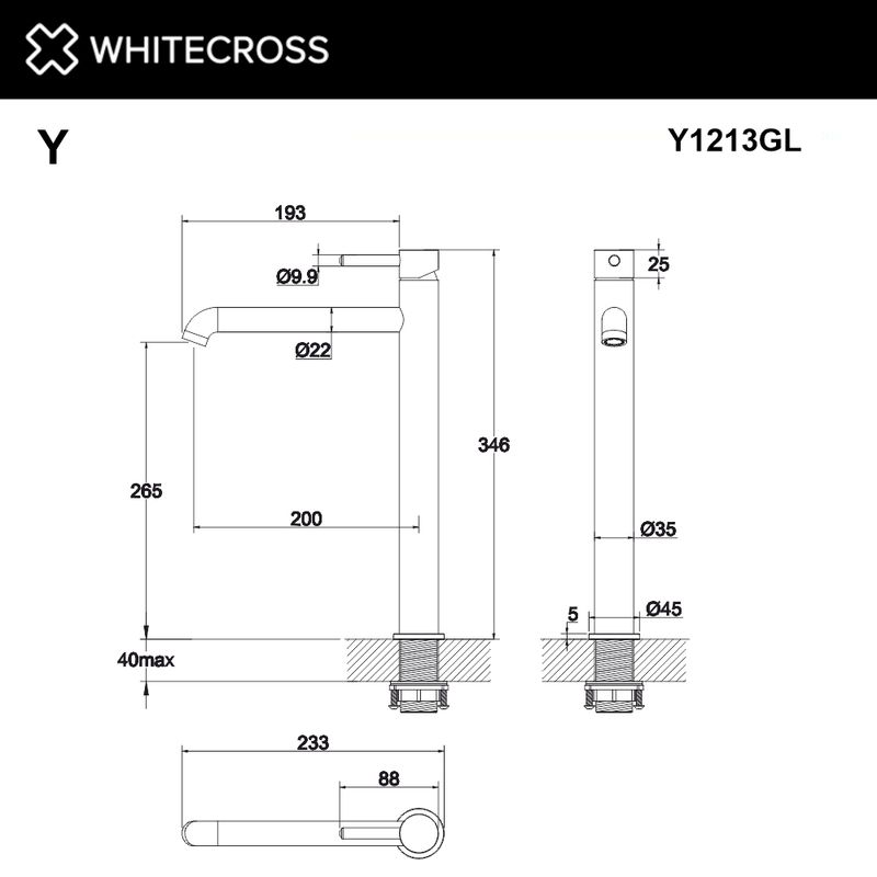 Смеситель для умывальника WHITECROSS Y Y1213GL (золото)