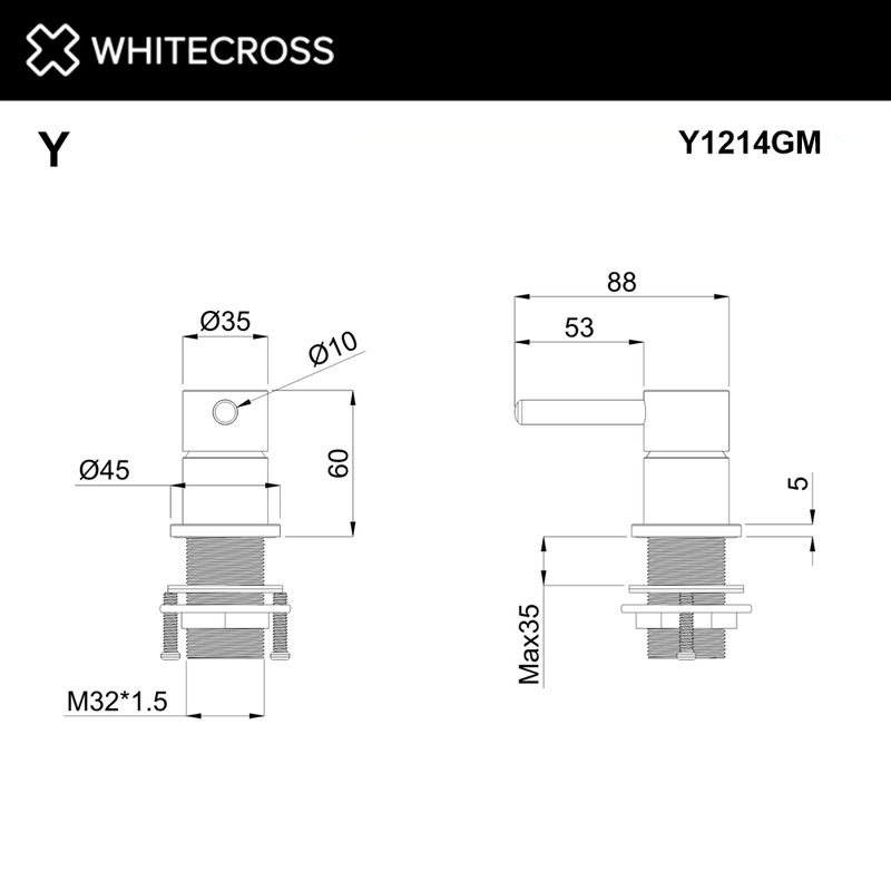 Смеситель скрытого монтажа для раковины WHITECROSS Y1214GM (оружейная сталь)