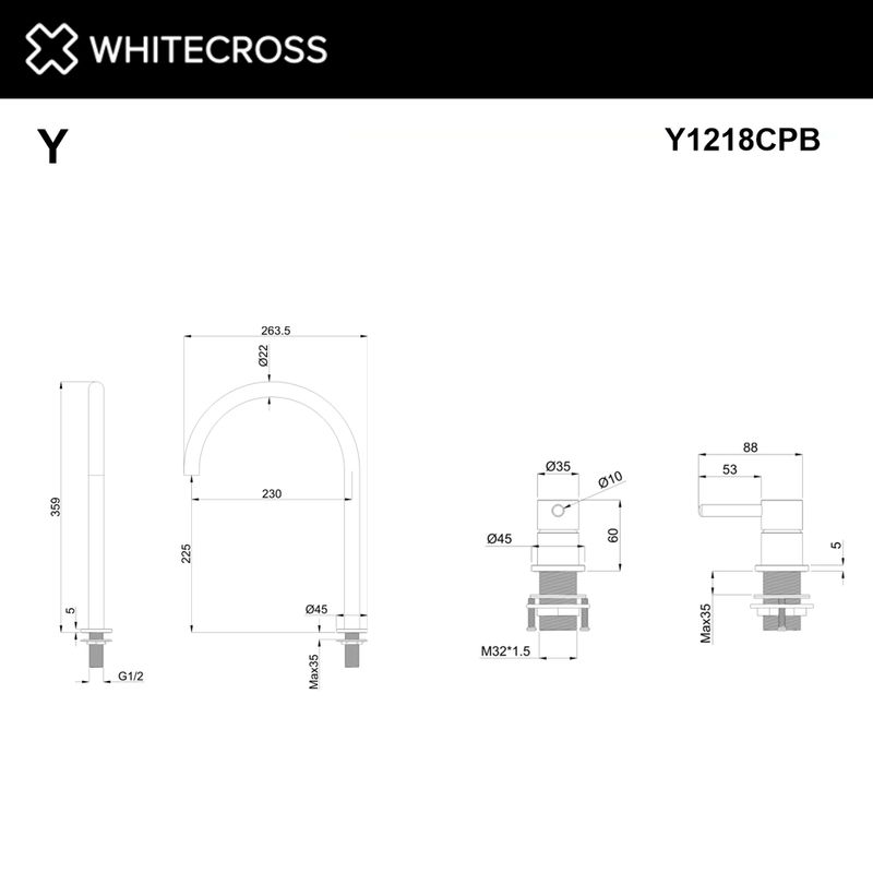 Смеситель скрытого монтажа для раковины WHITECROSS Y Y1218CPB (брашированная медь)