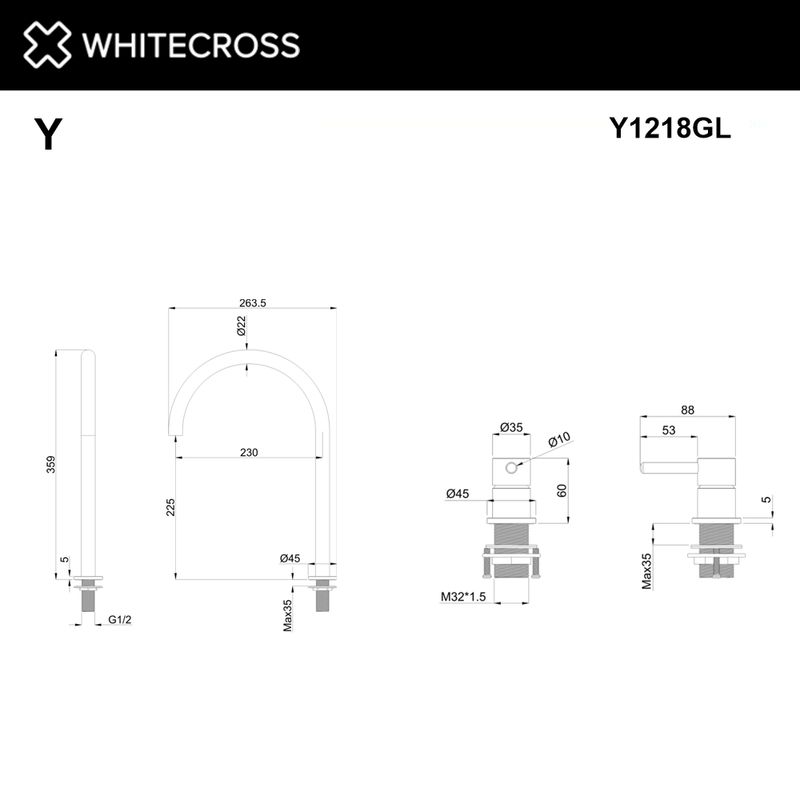 Смеситель для умывальника с выносным управлением WHITECROSS Y Y1218GL (золото)