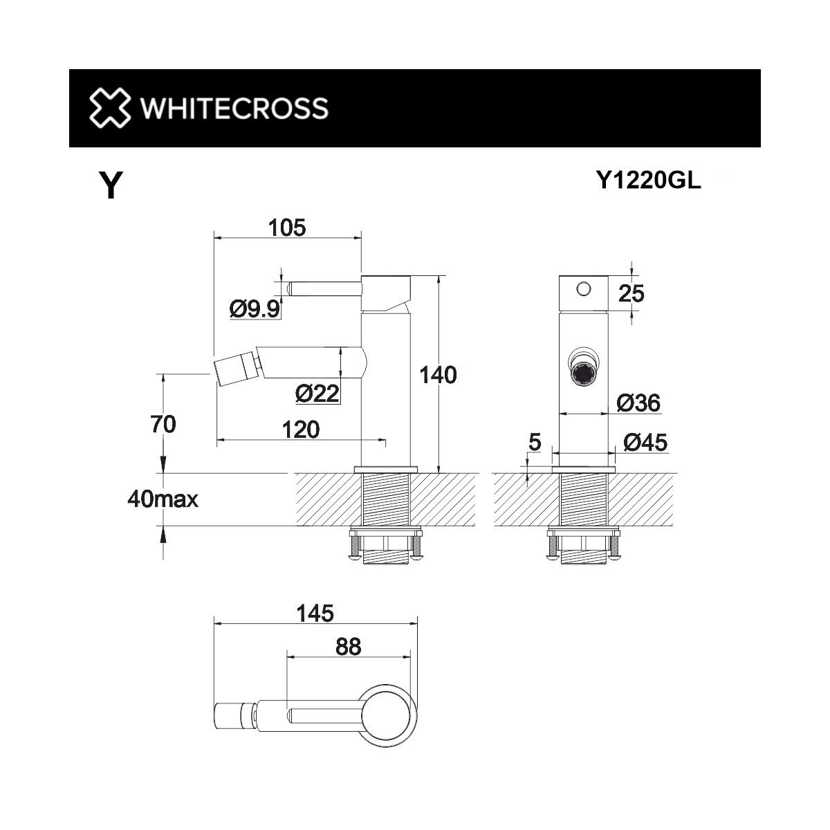 Смеситель для биде WHITECROSS Y Y1220GL (золото)
