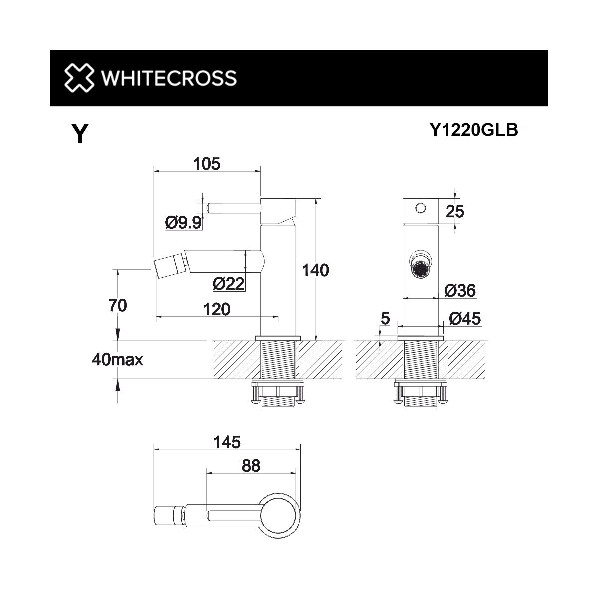 Смеситель для биде WHITECROSS Y Y1220GLB (брашированное золото)