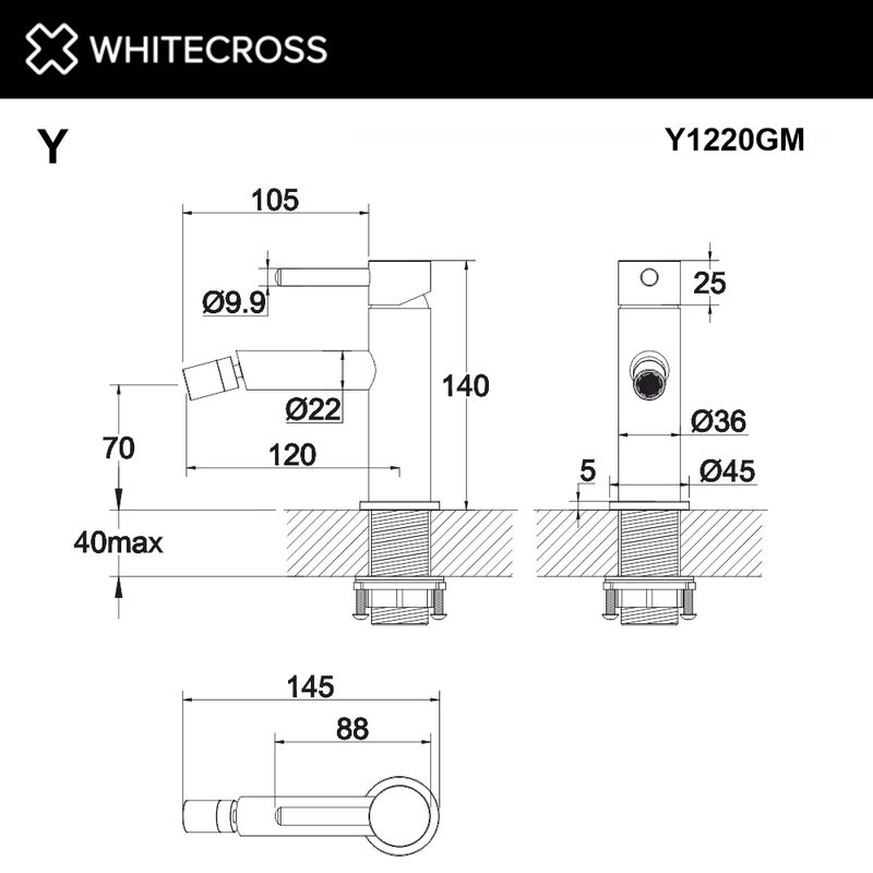 Смеситель для биде WHITECROSS Y Y1220GM (оружейная сталь)
