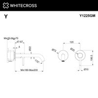 Смеситель скрытого монтажа для раковины WHITECROSS Y Y1225GM (оружейная сталь) — 2