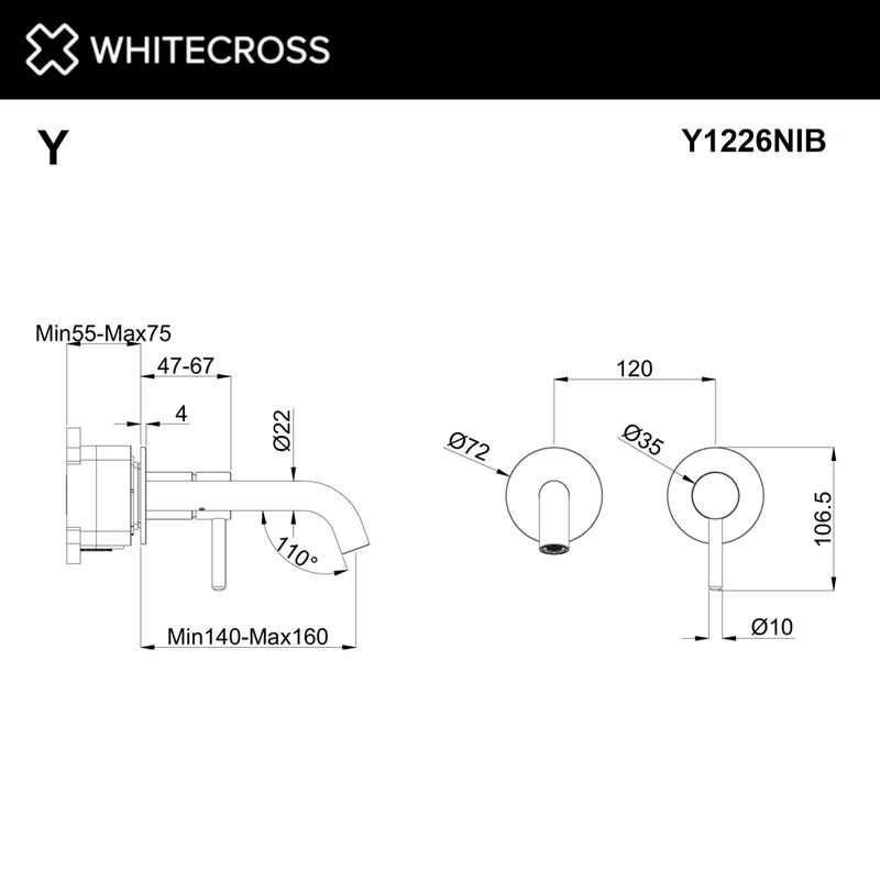Смеситель скрытого монтажа для раковины WHITECROSS Y Y1226NIB (брашированный никель)