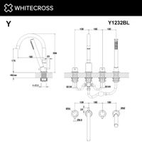 Смеситель для ванны WHITECROSS Y Y1232BL на 4 отверстия (черный мат) — 3