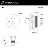 Смеситель скрытого монтажа для душа WHITECROSS Y Y1236BL термостатический на 2 потребителя (черный матовый) — 3