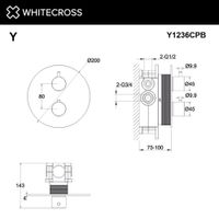 Смеситель скрытого монтажа для душа WHITECROSS Y Y1236CPB термостатический на 2 потребителя (брашированная медь) — 4