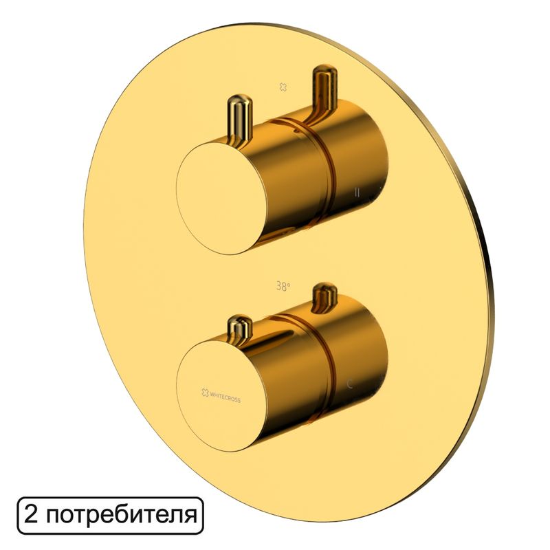 Смеситель скрытого монтажа для душа WHITECROSS Y Y1236GL термостатический на 2 потребителя (золото)