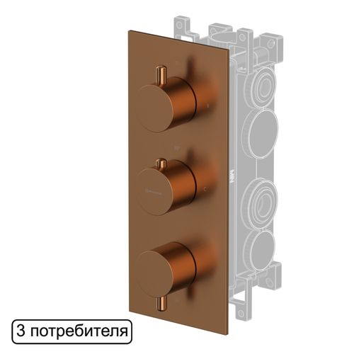 Смеситель скрытого монтажа для душа WHITECROSS Y Y1238CPB термостатический на 3 потребителя (брашированная медь)
