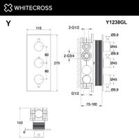Смеситель скрытого монтажа для душа WHITECROSS Y Y1238GL термостатический на 3 потребителя (золото) — 3