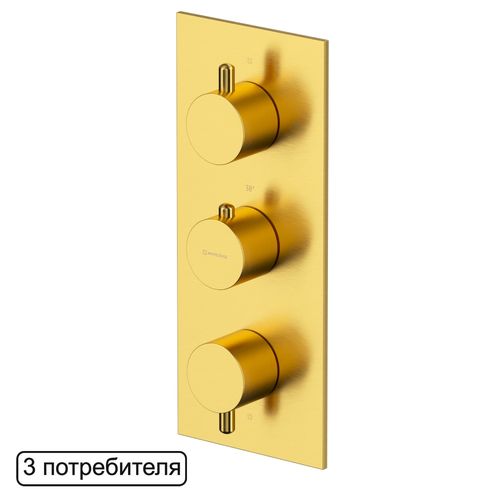 Смеситель скрытого монтажа для душа WHITECROSS Y Y1238GLB термостатический на 3 потребителя (брашированное золото)