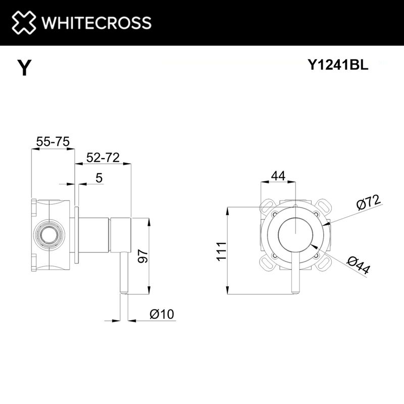 Смеситель скрытого монтажа для душа WHITECROSS Y Y1241BL на 1 потребителя (черный матовый)