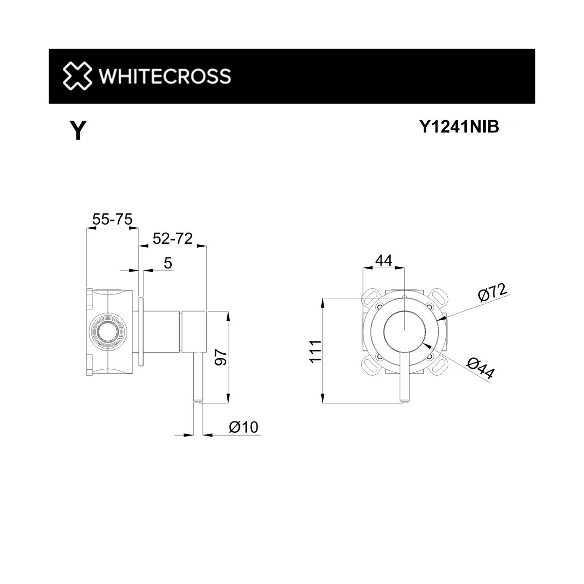 Смеситель скрытого монтажа на 1 потребитель WHITECROSS Y Y1241NIB (брашированный никель)