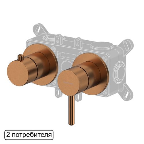 Смеситель скрытого монтажа для душа WHITECROSS Y Y1242CPB на 2 потребителя (брашированная медь)
