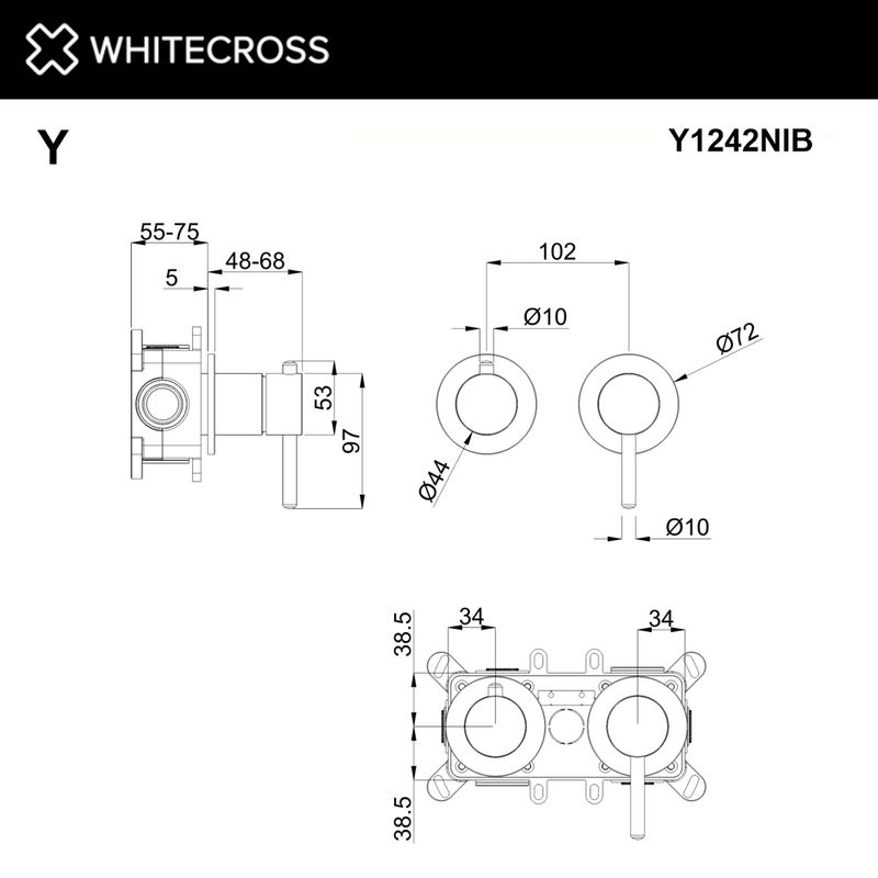 Смеситель скрытого монтажа на 2 потребителя WHITECROSS Y Y1242NIB (брашированный никель)