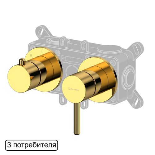 Смеситель скрытого монтажа для душа WHITECROSS Y Y1243GL на 3 потребителя (золото)