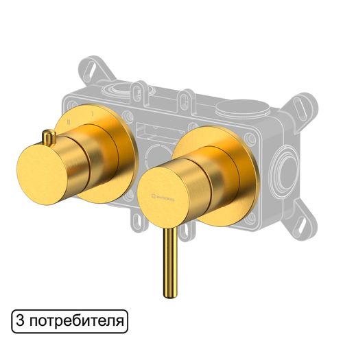 Смеситель скрытого монтажа для душа WHITECROSS Y Y1243GLB на 3 потребителя (брашированное золото)