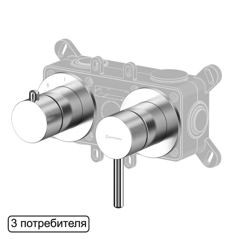 Смеситель скрытого монтажа для душа WHITECROSS Y Y1243NIB на 3 потребителя (брашированный никель)