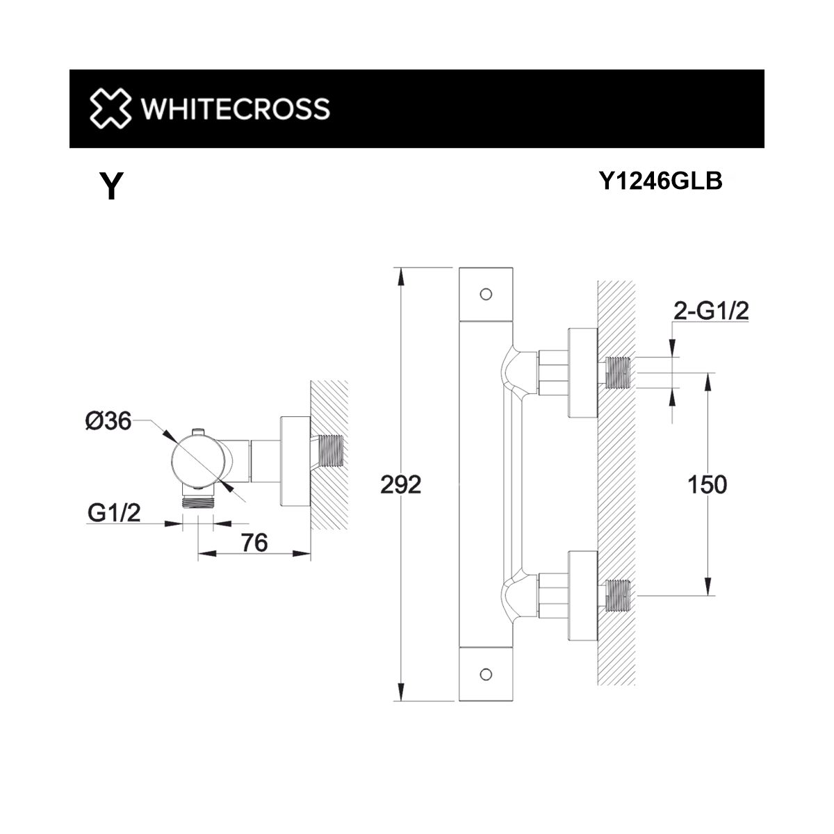 Смеситель термостатический для душа WHITECROSS Y Y1246GLB (брашированное золото)