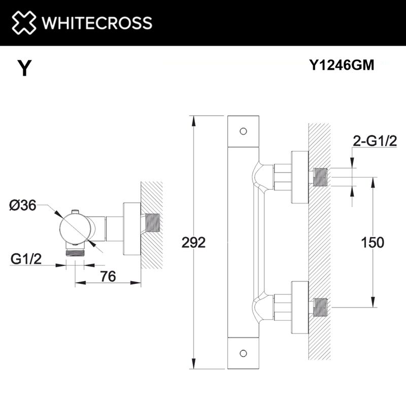 Смеситель термостатический для душа WHITECROSS Y Y1246GM (оружейная сталь)