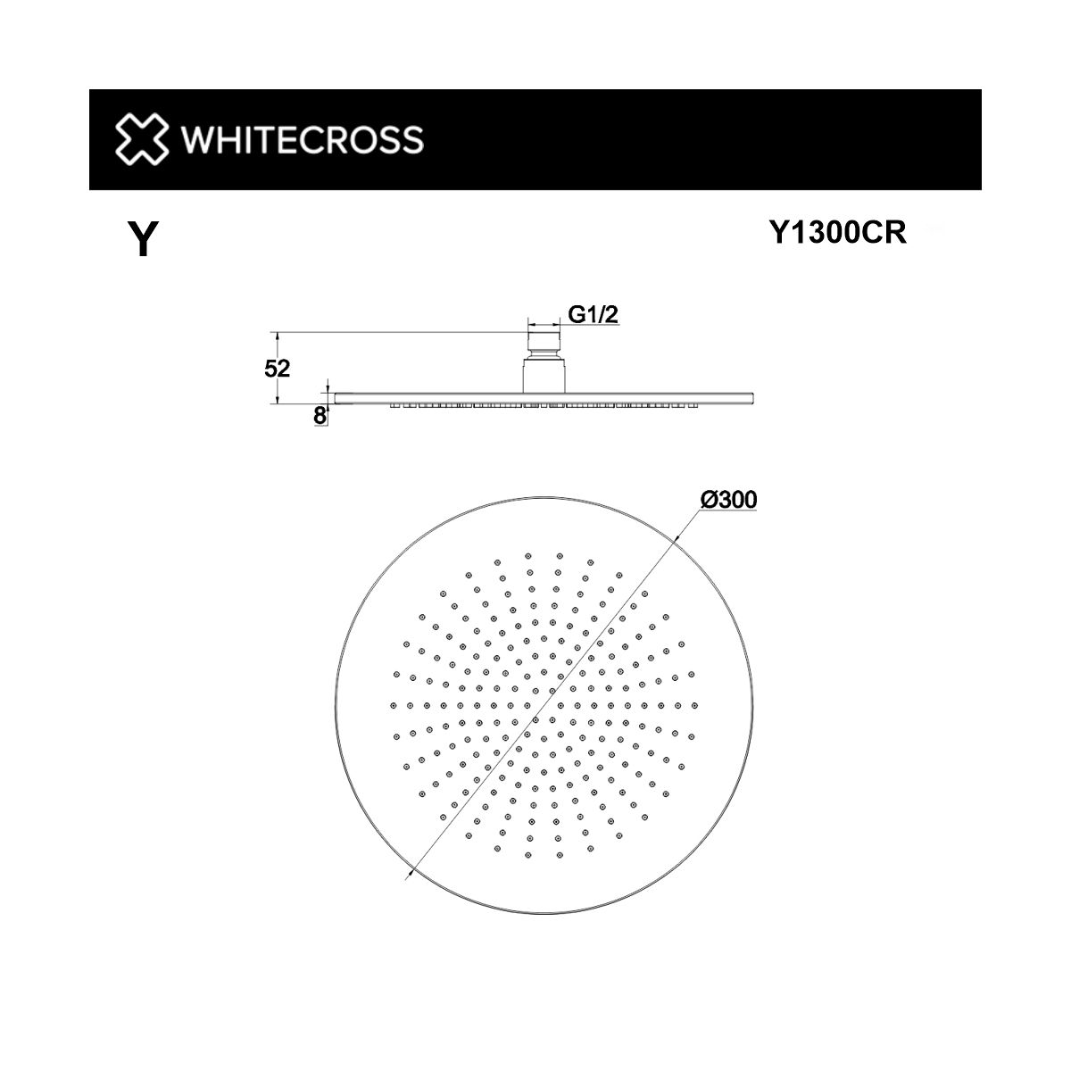 Верхний душ WHITECROSS D=30 см Y1300CR (хром)