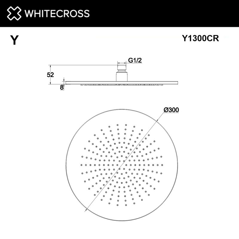 Верхний душ WHITECROSS Y1300CR D=30 см (хром)