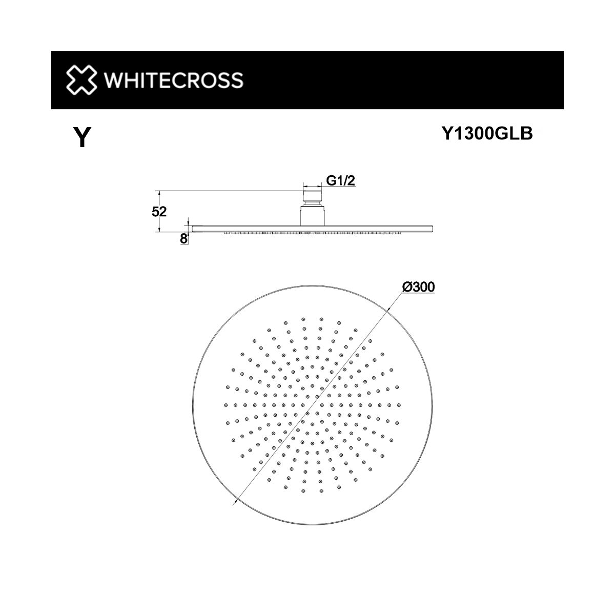 Верхний душ WHITECROSS D=30 см Y1300GLB (брашированное золото)