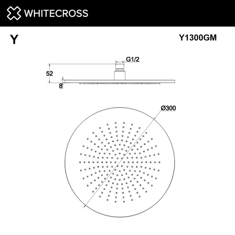Верхний душ WHITECROSS D=30 см Y1300GM (оружейная сталь)