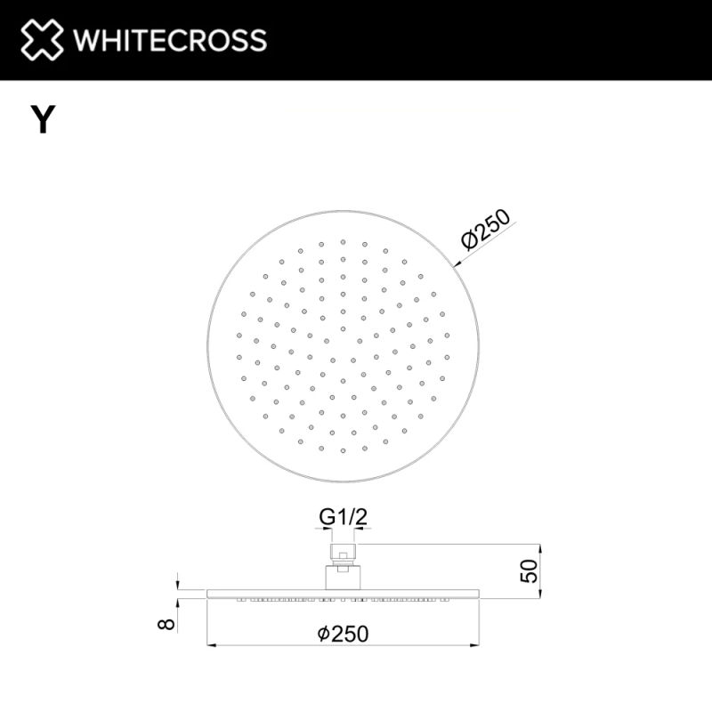 Верхний душ WHITECROSS Y1301CPB D=25 см (брашированная медь)