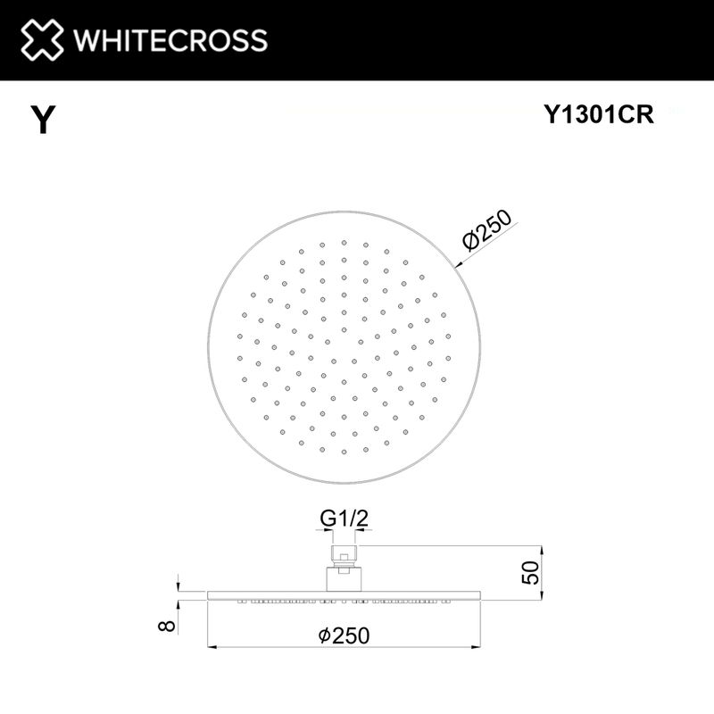 Верхний душ WHITECROSS D=25 см Y1301CR (хром)