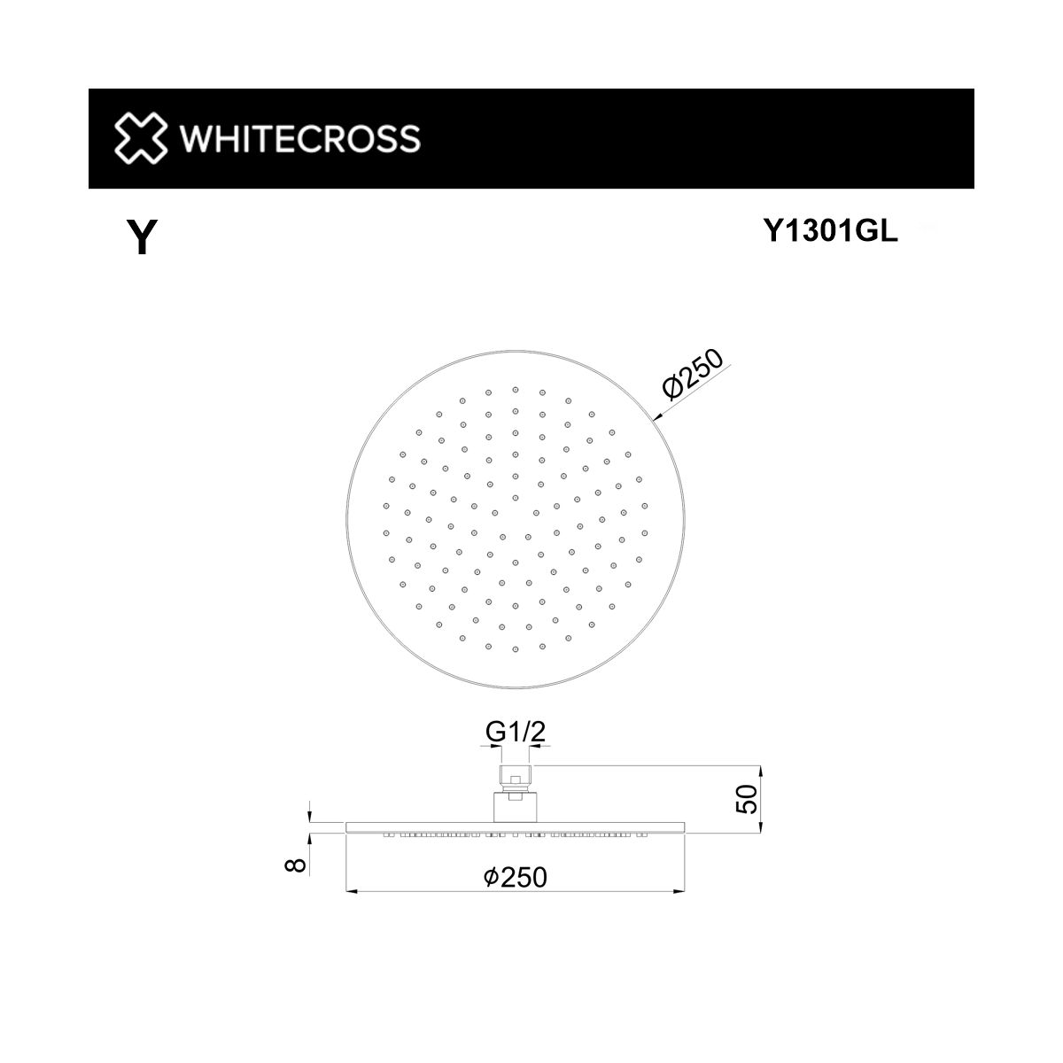 Верхний душ WHITECROSS D=25 см Y1301GL (золото)