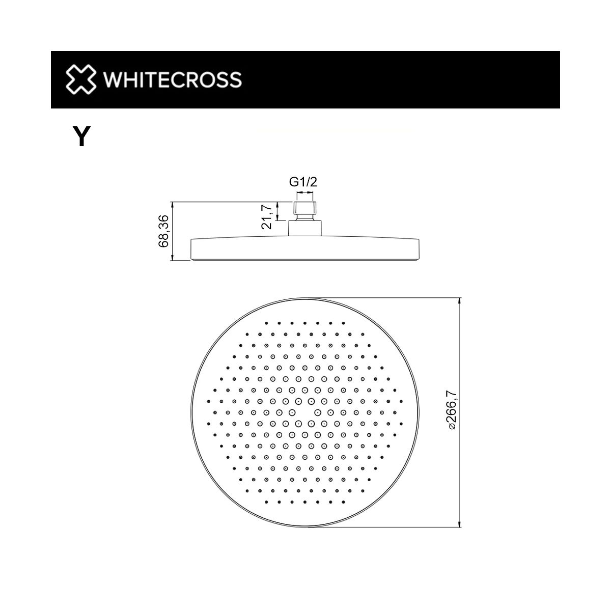 Верхний душ WHITECROSS D=27 см Y1302CPB (брашированная медь)