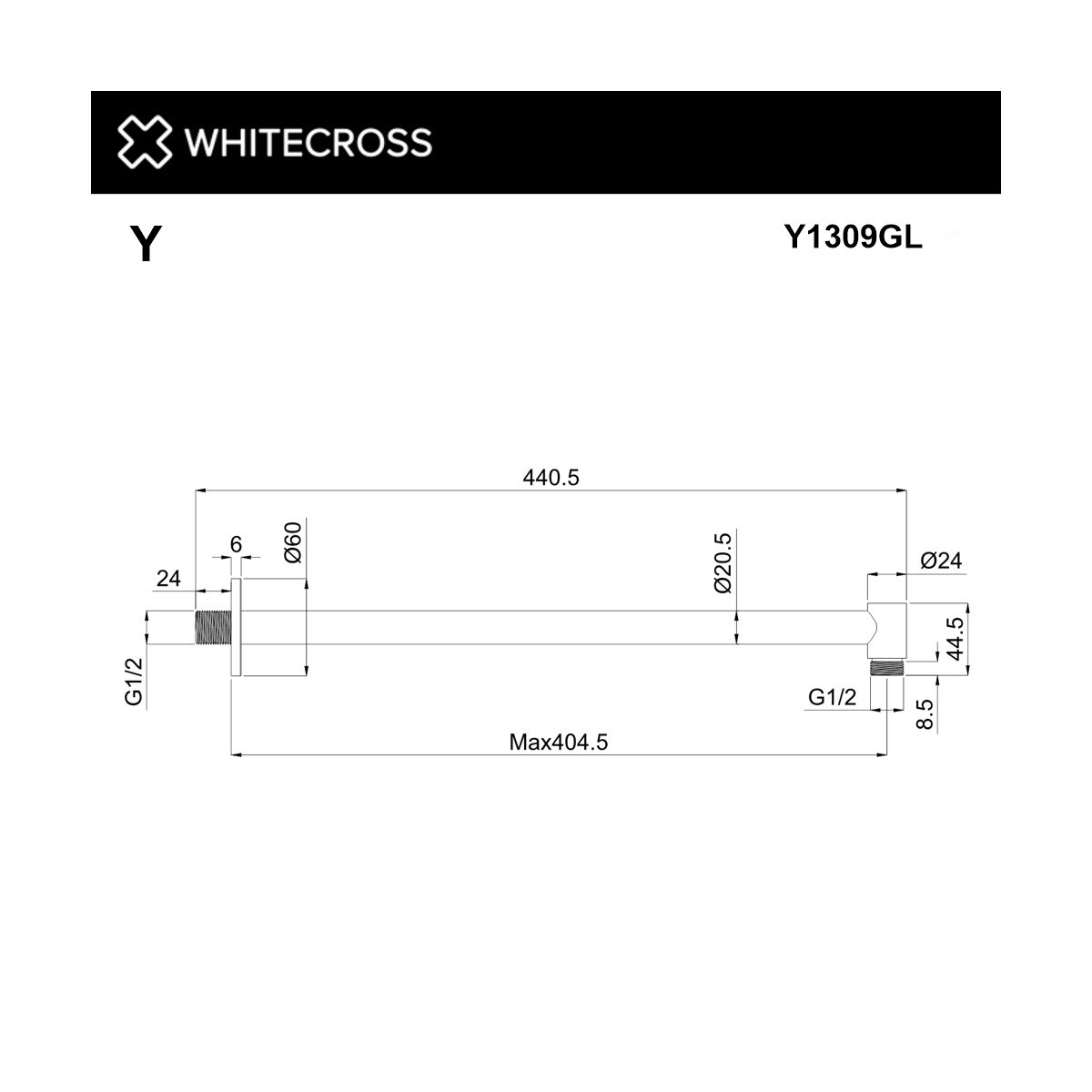Кронштейн душевой настенный WHITECROSS Y1309GL (золото)