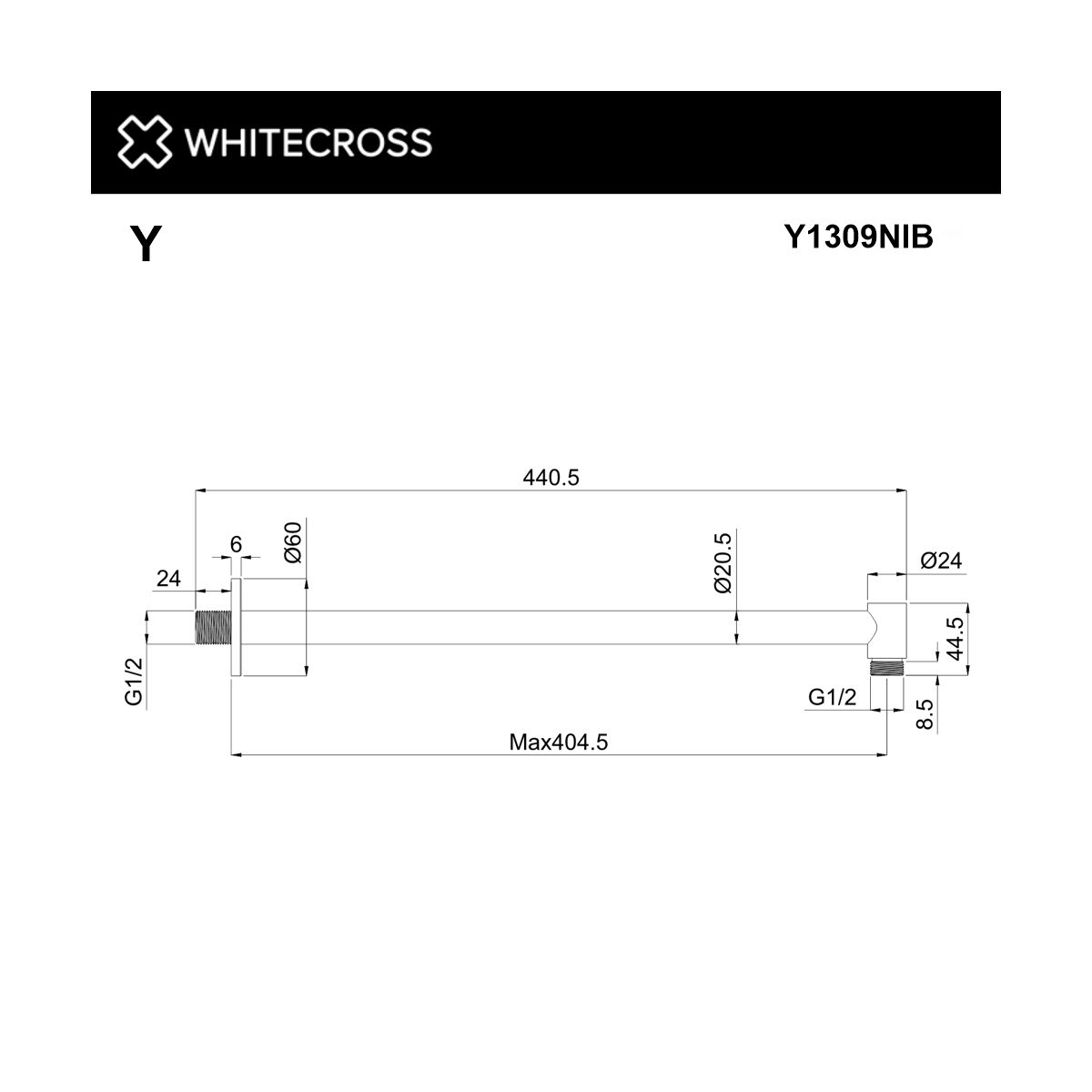 Кронштейн душевой настенный WHITECROSS Y1309NIB (брашированный никель)