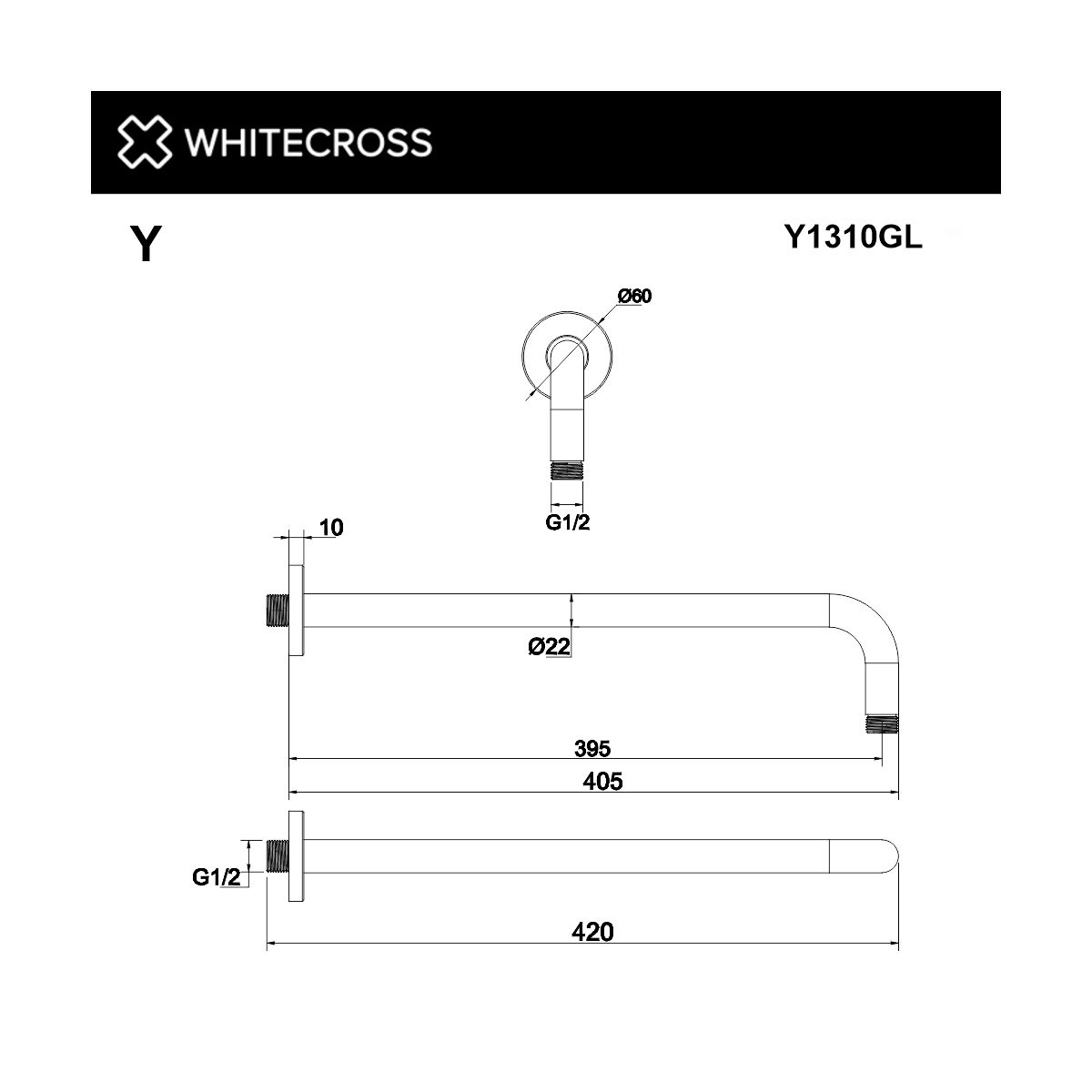 Кронштейн душевой настенный WHITECROSS Y1310GL (золото)