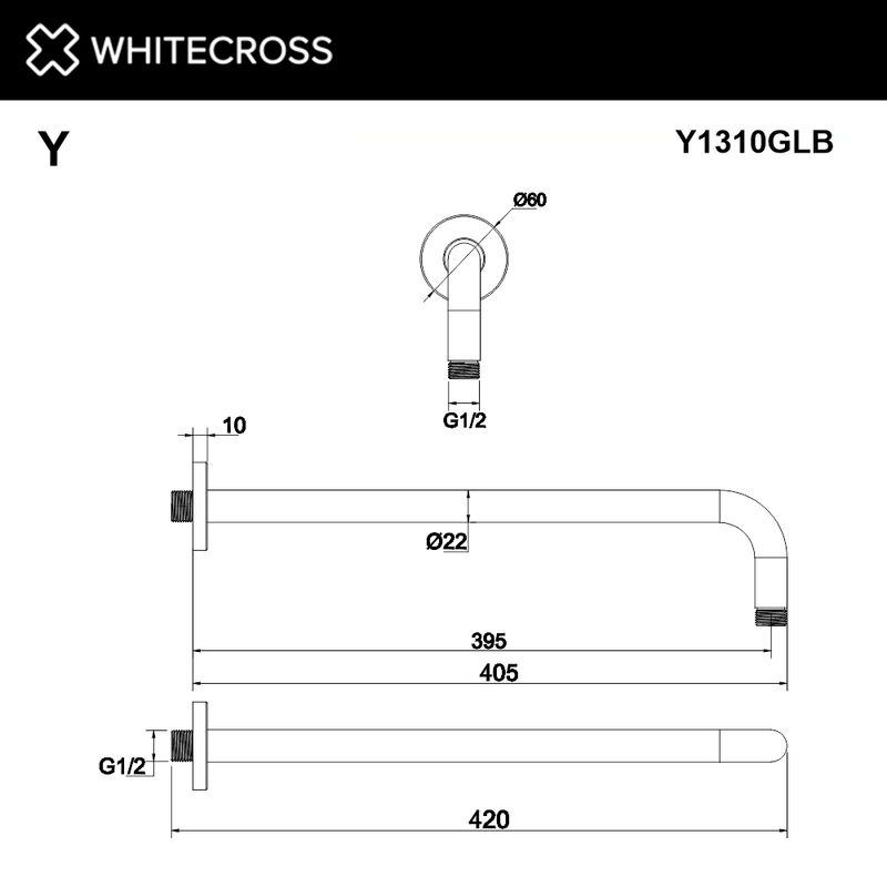 Кронштейн для верхнего душа WHITECROSS Y1310GLB (брашированное золото)