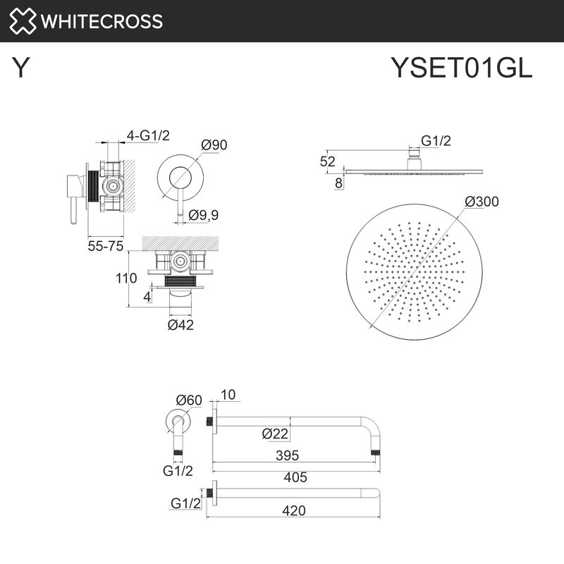 Система для душа скрытого монтажа WHITECROSS Y YSET01GL (золото)