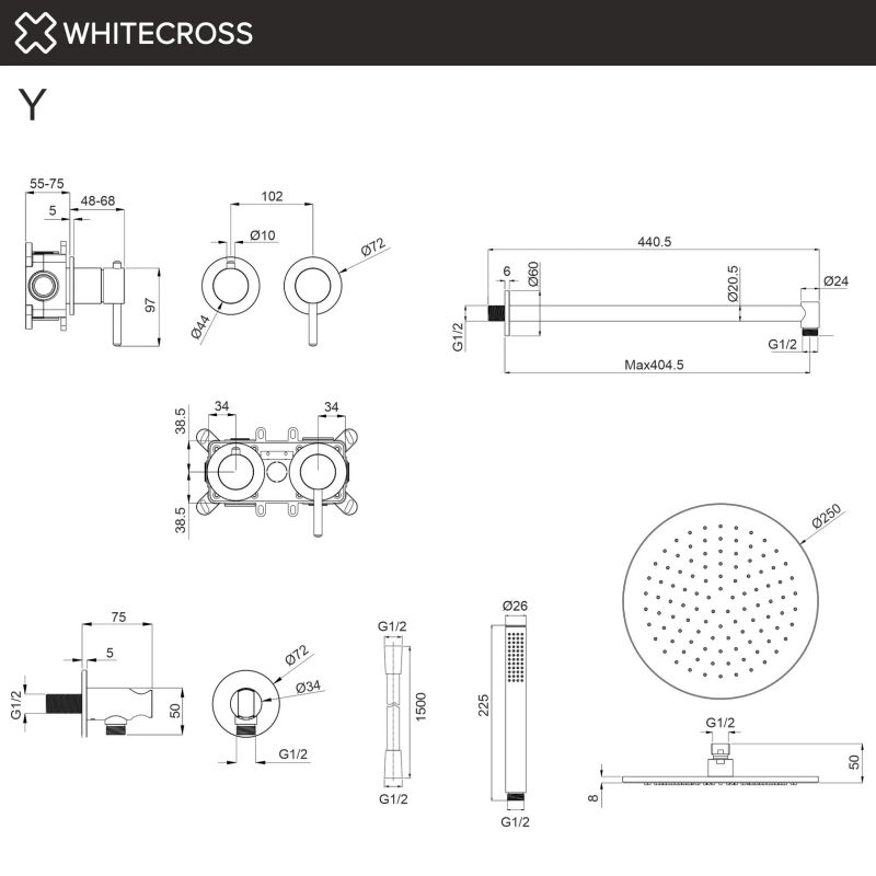 Система для душа скрытого монтажа WHITECROSS Y YSET13CPB (брашированная медь)