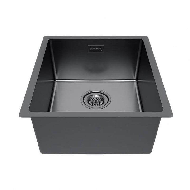 Кухонная мойка из нержавеющей стали Paulmark Yuni 39 Uni YU39-GM вороненая сталь 390х440 мм