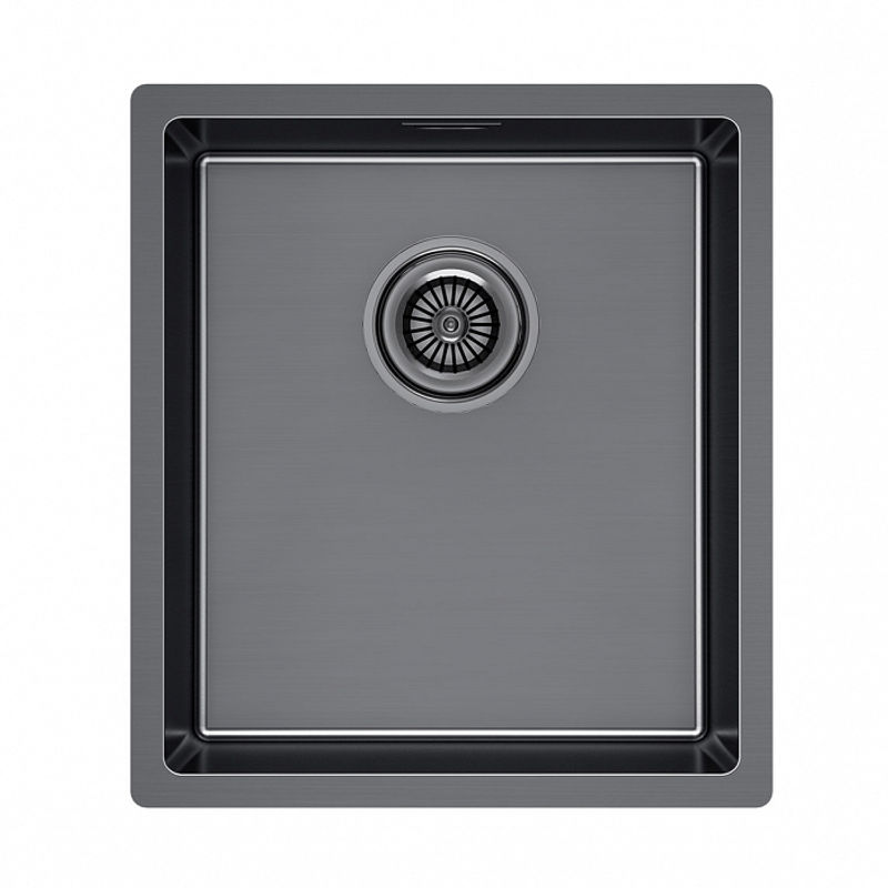 Кухонная мойка из нержавеющей стали Paulmark Yuni 39 Uni YU39-GM вороненая сталь 390х440 мм