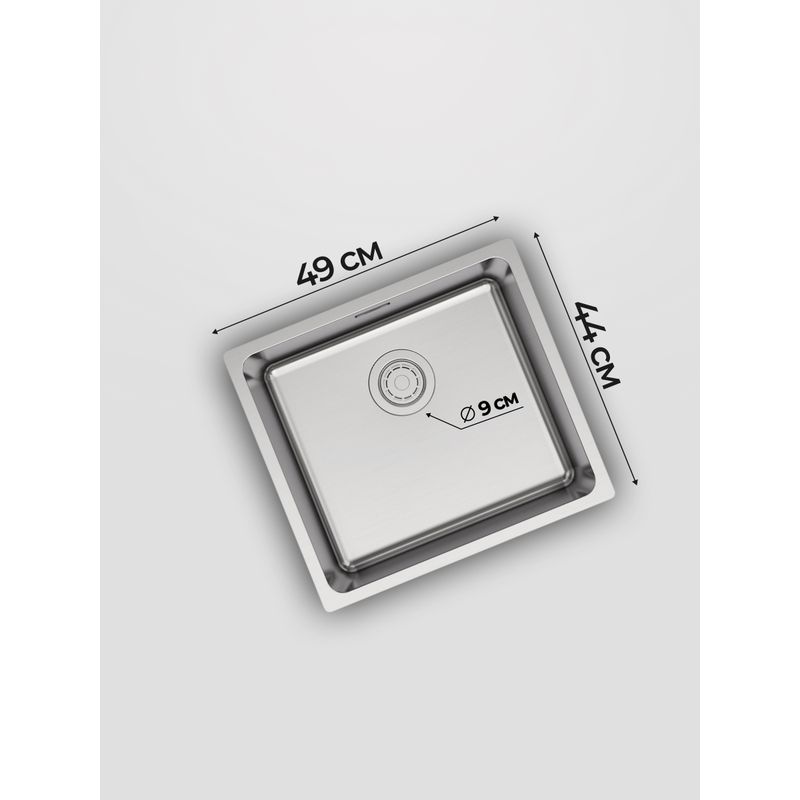 Кухонная мойка из нержавеющей стали Paulmark Yuni 49 Uni YU49-BS брашированная нержавеющая сталь 490х440 мм