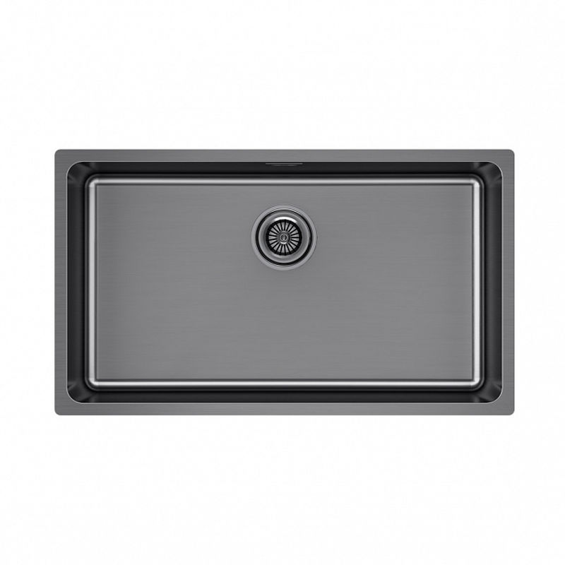 Кухонная мойка из нержавеющей стали Paulmark Yuni 76 Uni YU76-GM вороненая сталь 760х440 мм